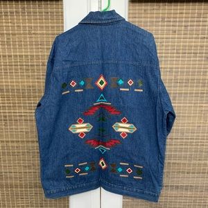Men’s Lightweight Denim Jacket with Aztec SW Print